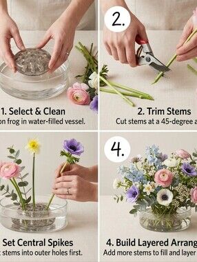 Vintage Flower Frog Vase Insert & Watering Can
